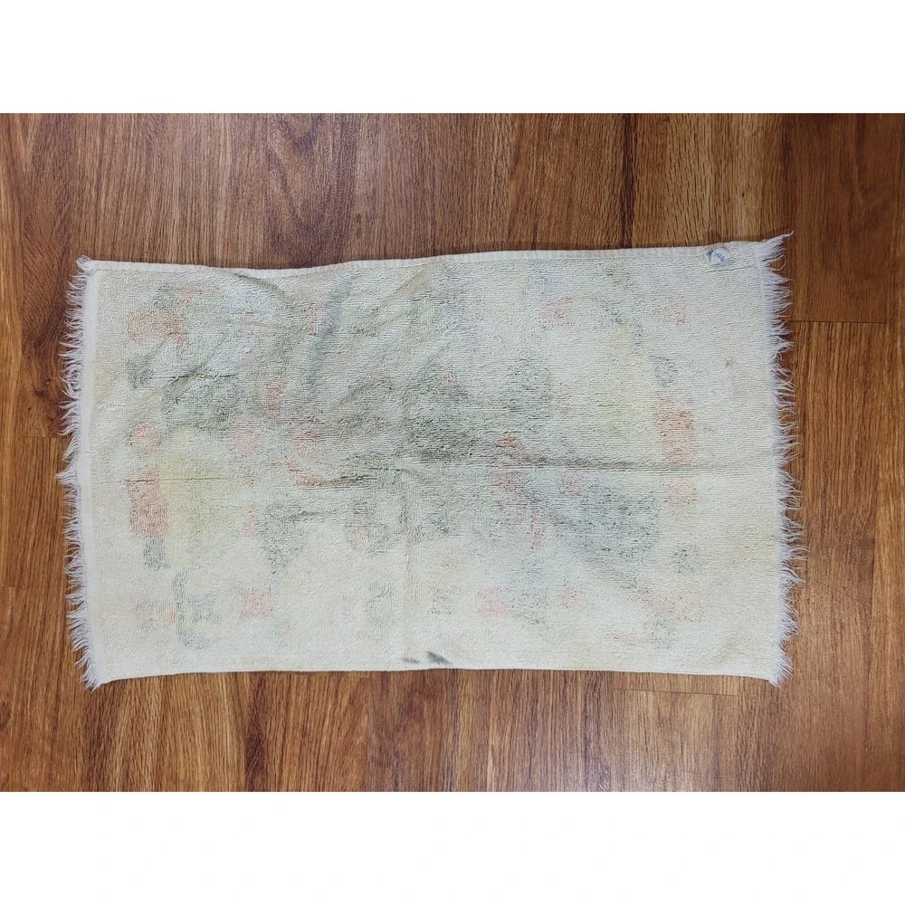 Vintage 1970's Cannon Mushroom Hand Towel Yellow Green Orange